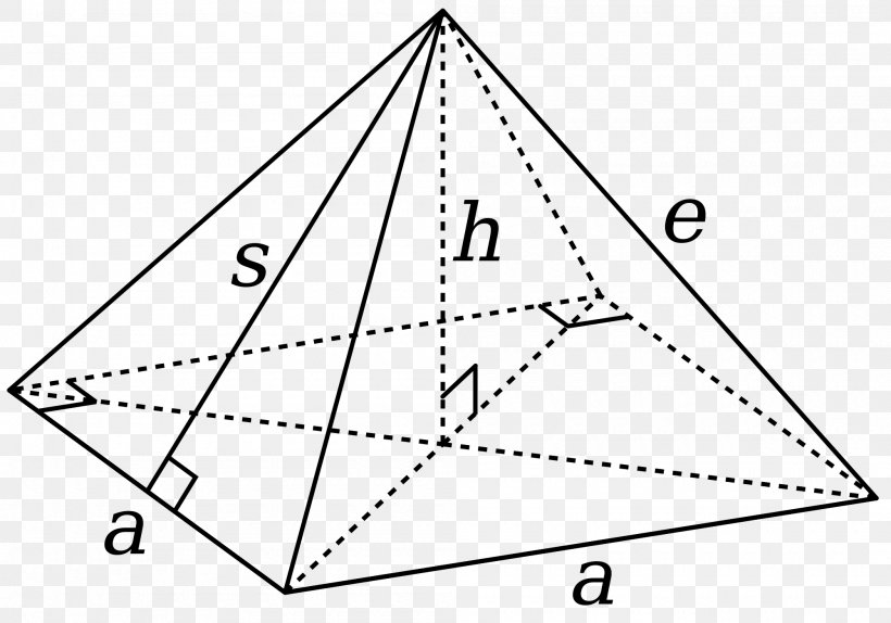 Square Pyramid Surface Area Base Hexagonal Pyramid, PNG, 2000x1400px, Square Pyramid, Area, Base, Black And White, Diagram Download Free