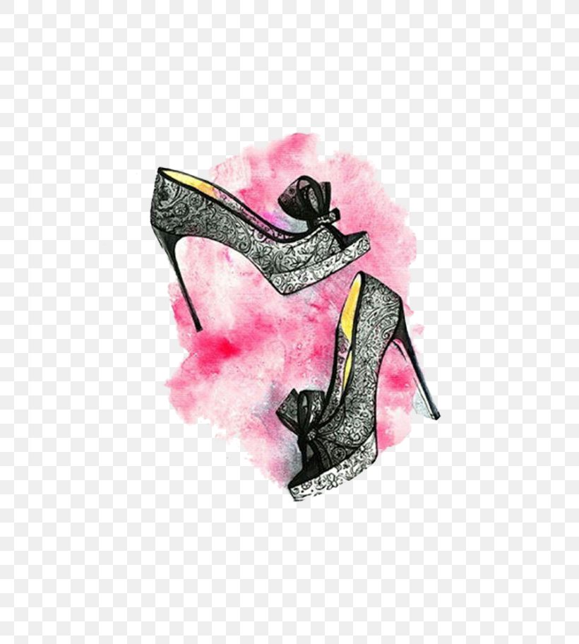 Chanel Court Shoe Watercolor Painting Drawing, PNG, 736x912px, Chanel, Art, Christian Louboutin, Court Shoe, Drawing Download Free