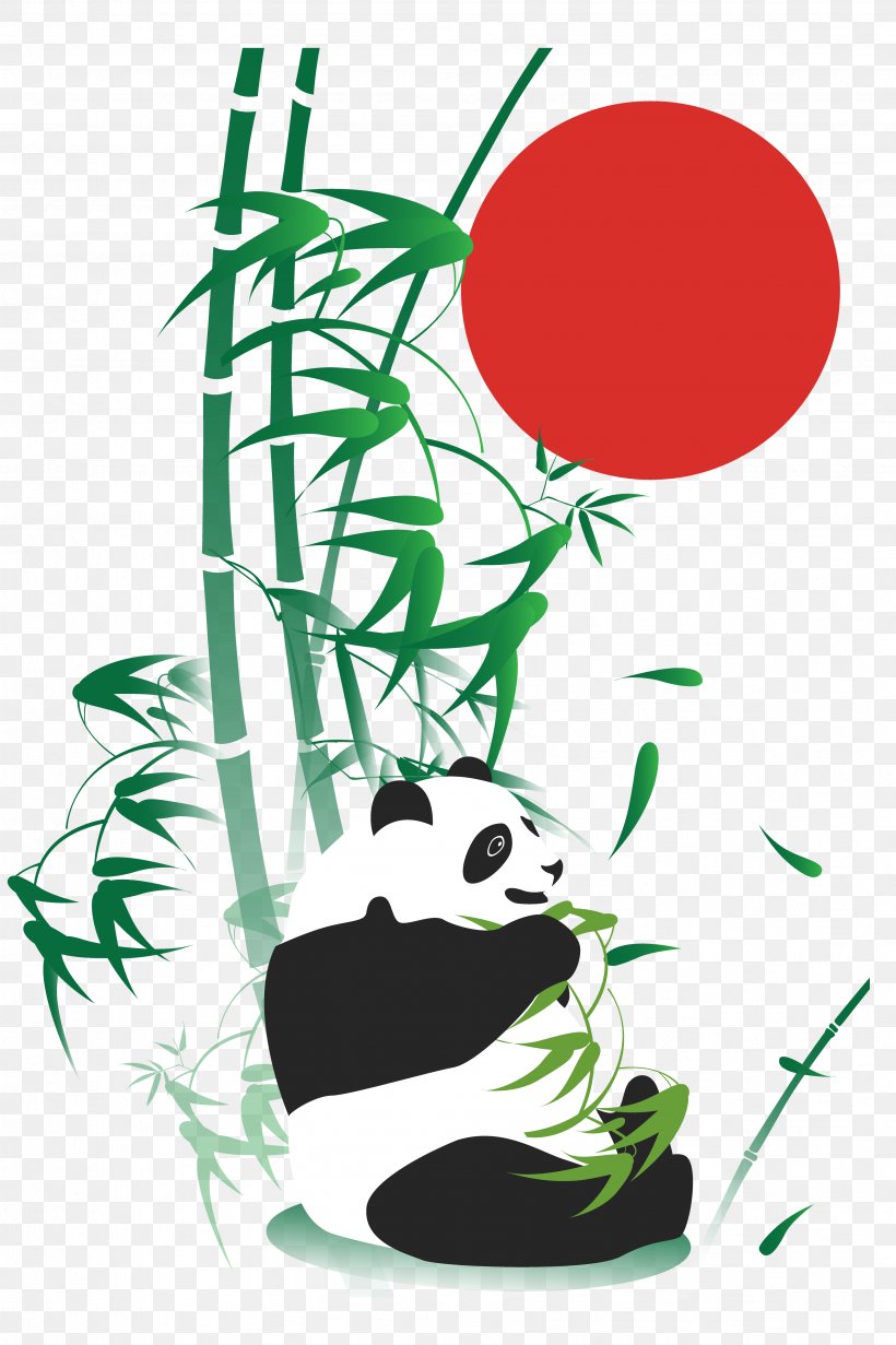 Giant Panda Bamboo Drawing Adobe Illustrator, PNG, 3422x5141px, Giant Panda, Art, Bamboo, Black And White, Branch Download Free