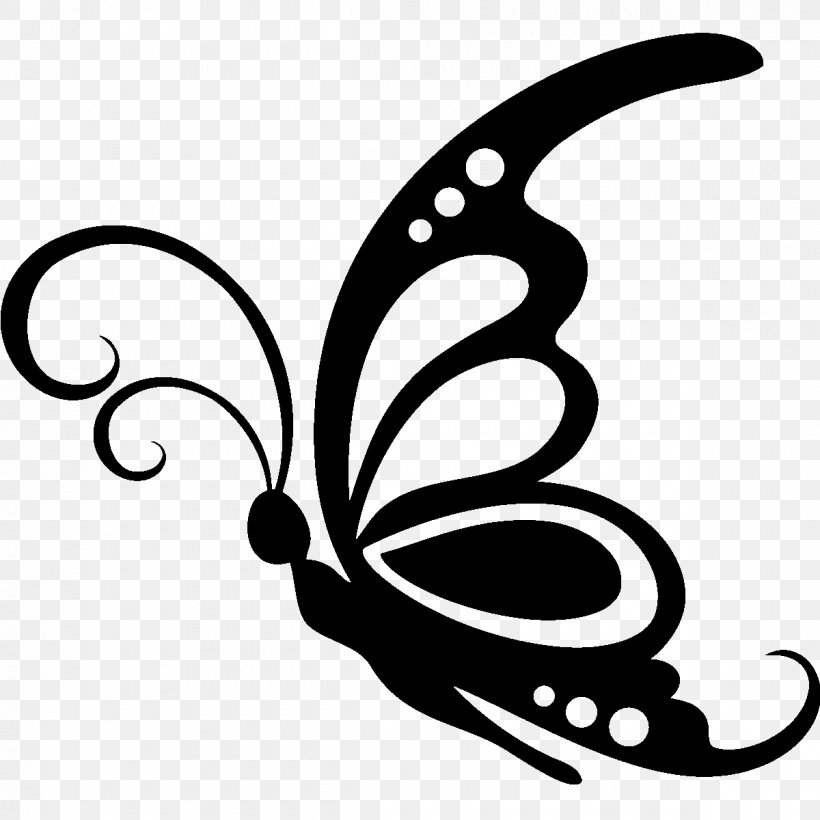 Butterfly Silhouette Drawing Stencil Clip Art, PNG, 1200x1200px, Butterfly, Art, Artwork, Black And White, Butterflies And Moths Download Free