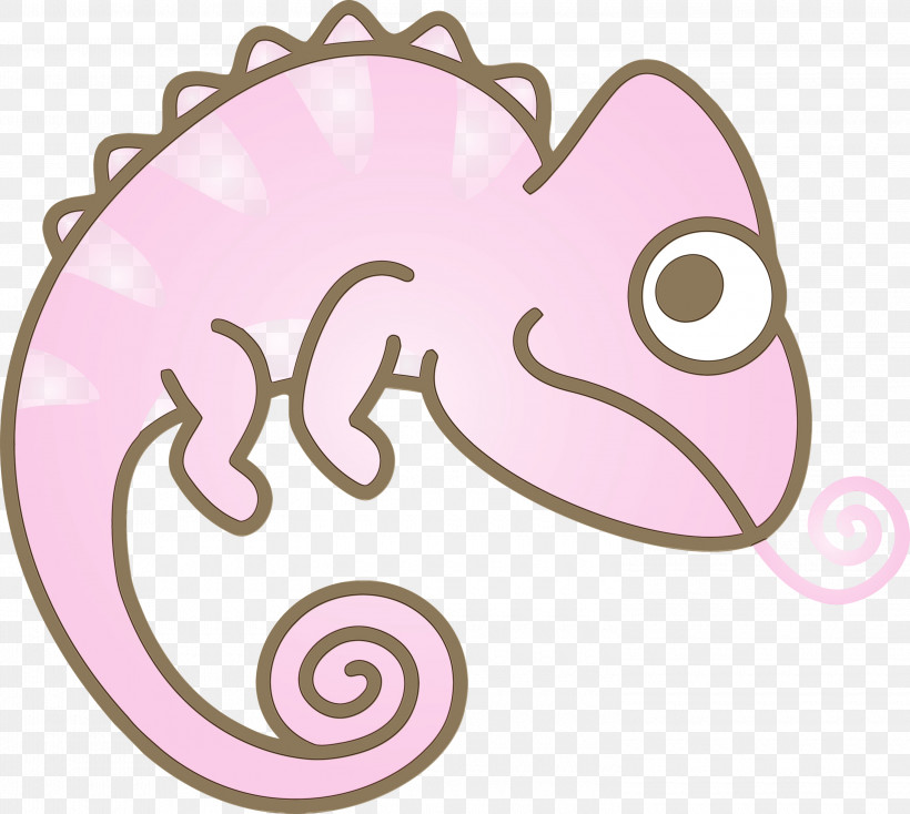 Pink Sticker Seahorse, PNG, 3000x2687px, Chameleon, Cartoon Chameleon, Cute Chameleon, Paint, Pink Download Free