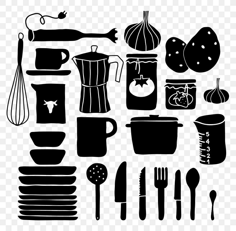 Clip Art Kitchen Sticker Illustration Image, PNG, 800x800px, Kitchen, Art, Blackandwhite, Cooking Ranges, Decorative Arts Download Free