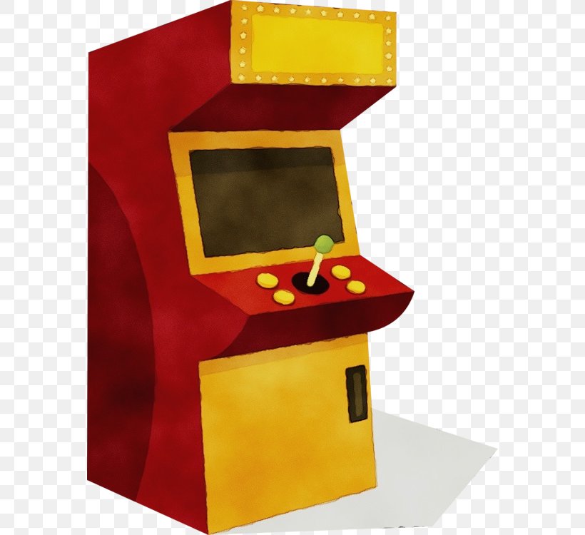 Yellow Technology Games Arcade Game Video Game Arcade Cabinet, PNG, 576x750px, Watercolor, Arcade Game, Games, Paint, Recreation Download Free