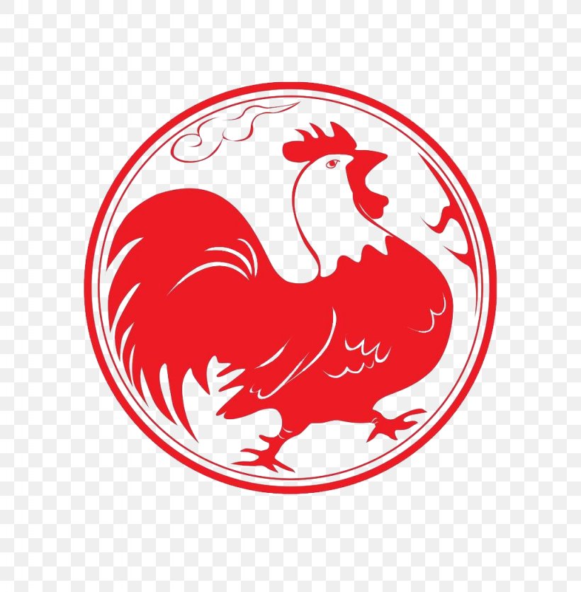 Chicken Chinese New Year Rooster Papercutting Happiness, PNG, 1024x1045px, Chicken, Area, Bird, Chinese New Year, Fictional Character Download Free