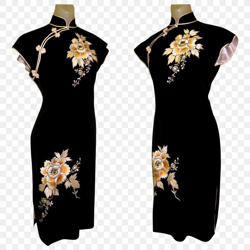 Dress Cheongsam Fashion Silk Sleeve, PNG, 1024x1024px, Dress, Black, Cheongsam, Collar, Evening Gown Download Free
