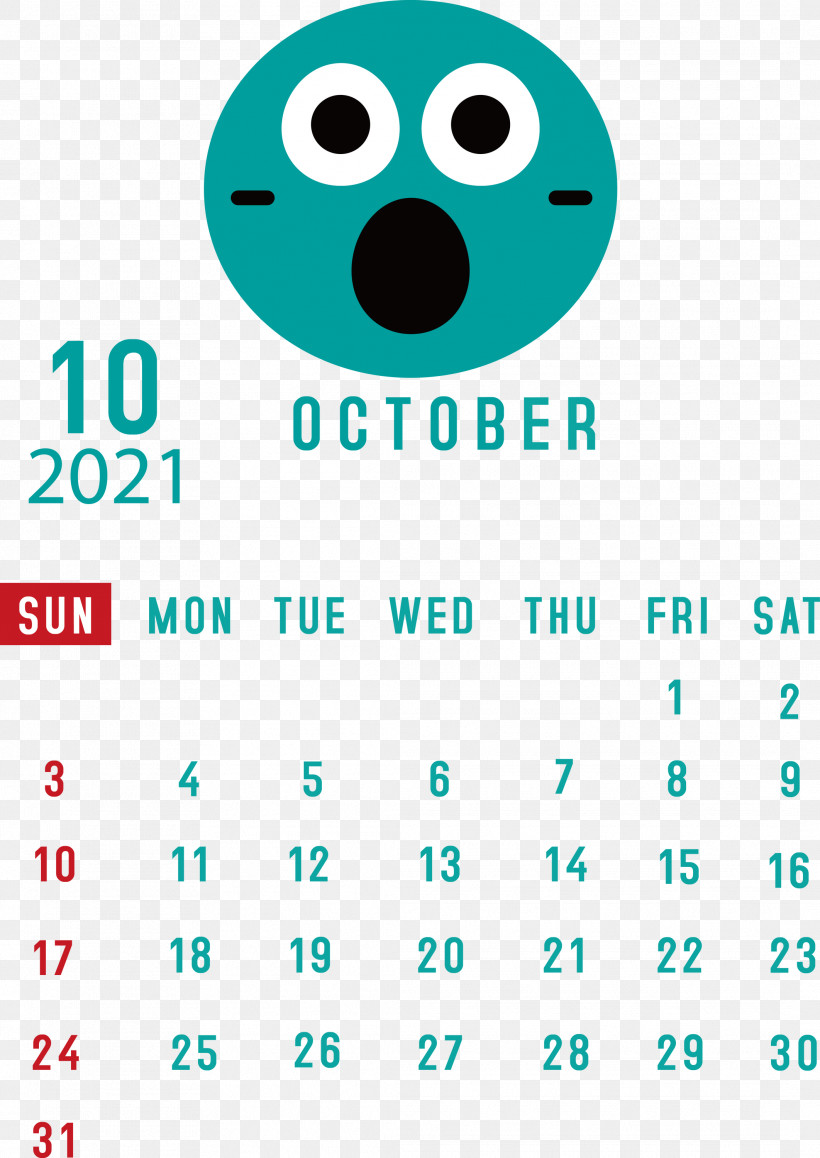 October 2021 Printable Calendar October 2021 Calendar, PNG, 2124x3000px, October 2021 Printable Calendar, Android, Aqua M, Emoticon, Geometry Download Free