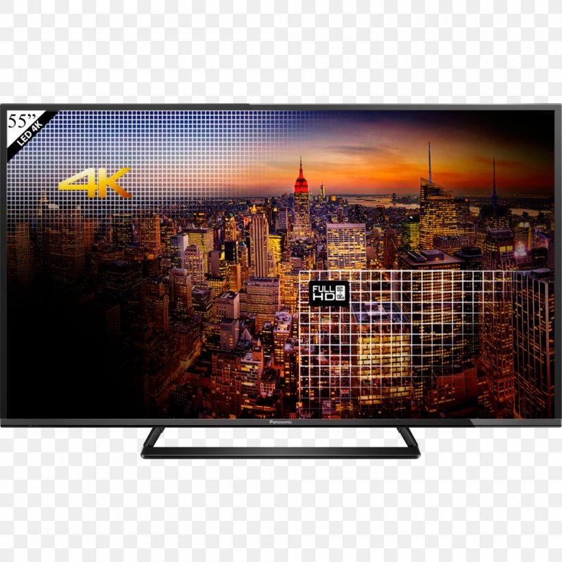 LCD Television Panasonic Television Set Ultra-high-definition Television, PNG, 1000x1000px, 4k Resolution, Lcd Television, Digital Video Broadcasting, Display Advertising, Display Device Download Free