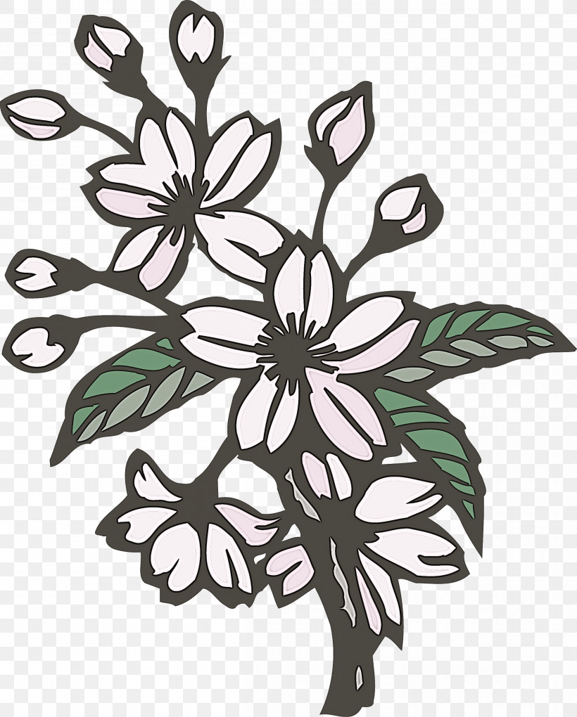 Cherry Flower Floral Flower, PNG, 2410x3000px, Cherry Flower, Blackandwhite, Coloring Book, Floral, Floral Design Download Free