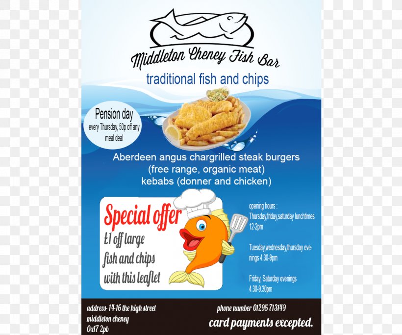 Middleton Cheney Fish Bar Fish And Chips Advertising Flyer, PNG, 1200x1000px, Fish And Chips, Advertising, Brand, Breakfast Cereal, Designcrowd Download Free