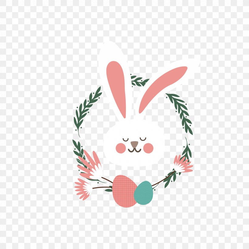 Rabbit Wreath Clip Art, PNG, 1667x1667px, Rabbit, Blanket, Cartoon, Designer, Easter Bunny Download Free