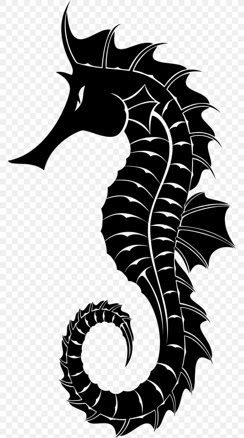 Seahorse Silhouette Clip Art, PNG, 768x1472px, Seahorse, Black And White, Drawing, Fictional Character, Fish Download Free