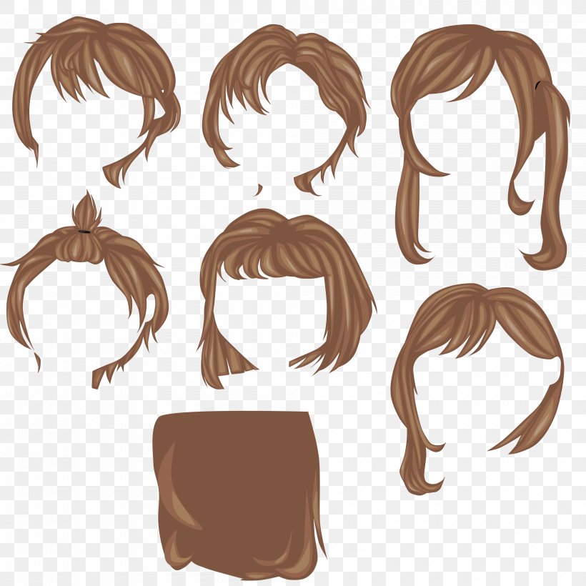 Hair Coloring Brown Hair Wig Illustration, PNG, 4000x4000px, Hair Coloring, Brown, Brown Hair, Cartoon, Forehead Download Free