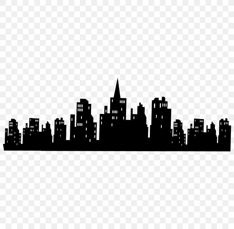 Batman Gotham City Skyline Bat-Signal Wall Decal, PNG, 800x800px, Batman, Batsignal, Black And White, City, Cityscape Download Free
