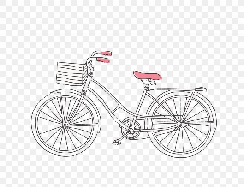 Bicycle Euclidean Vector Drawing, PNG, 2862x2196px, Bicycle, Bicycle Accessory, Bicycle Basket, Bicycle Drivetrain Part, Bicycle Frame Download Free