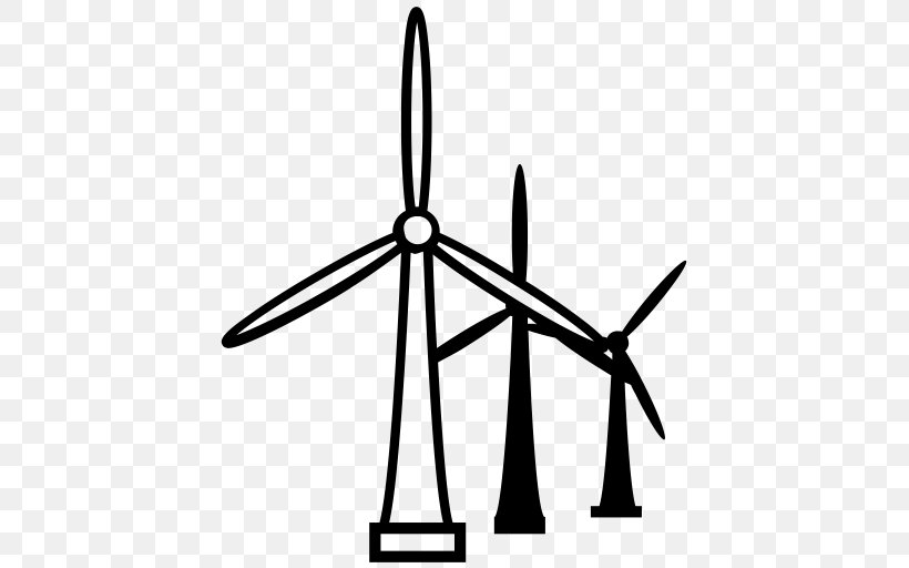 Wind Farm Wind Turbine Windmill Wind Power, PNG, 512x512px, Wind Farm, Artwork, Black And White, Electrical Energy, Electricity Download Free