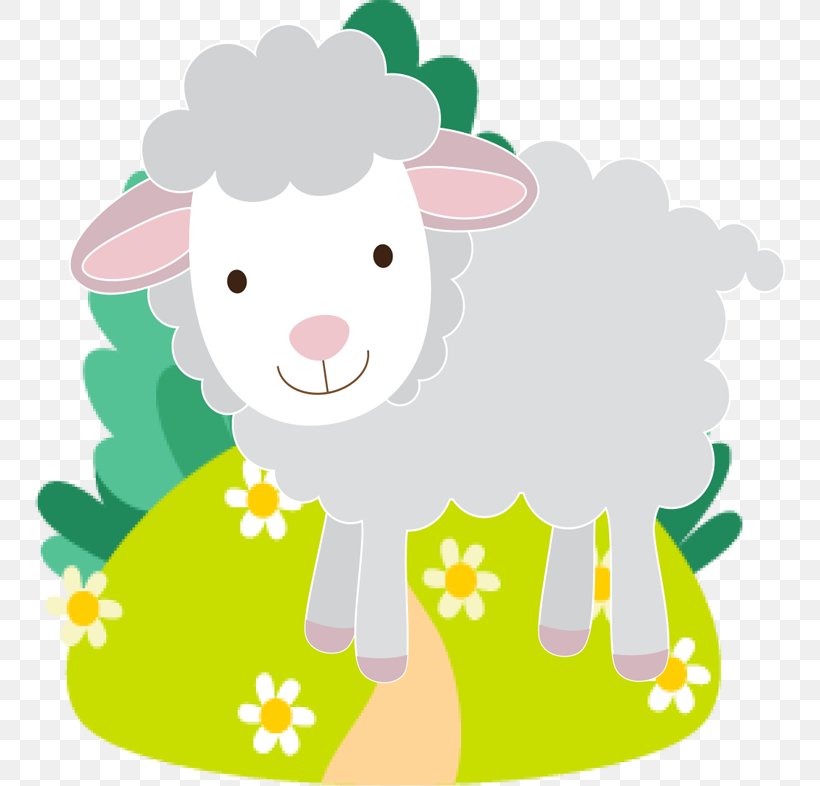 Sheep Clip Art Illustration Flowering Plant Product, PNG, 750x786px, Sheep, Art, Bovine, Cartoon, Character Download Free