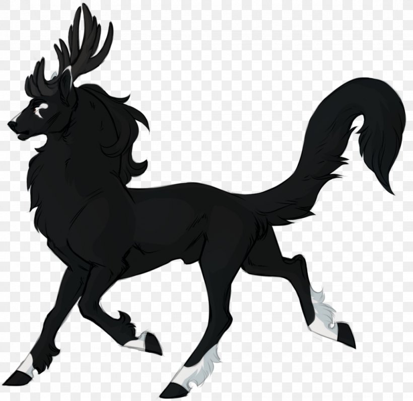 Mustang Pony Stallion Deer Mane, PNG, 1024x996px, Mustang, Black And White, Character, Deer, Fiction Download Free