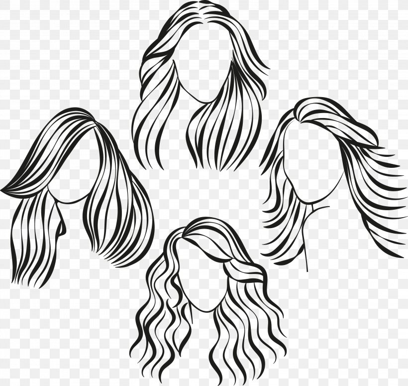 Hairstyle Long Hair Beauty Parlour, PNG, 3124x2953px, Hairstyle, Beauty Parlour, Black, Black And White, Day Spa Download Free