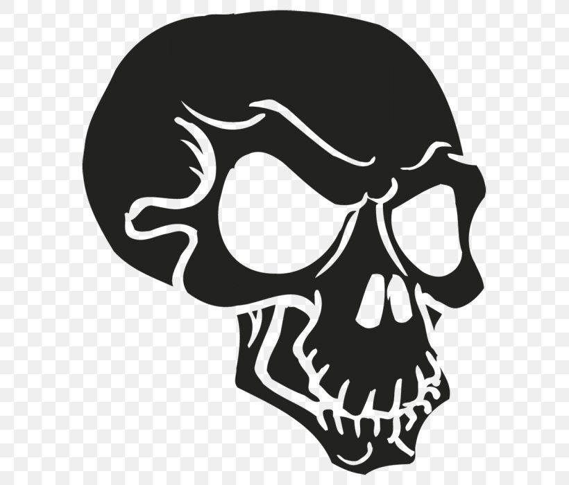 Skull And Crossbones Jaw Death Sticker, PNG, 611x700px, Skull, Aluminium, Black And White, Bone, Death Download Free