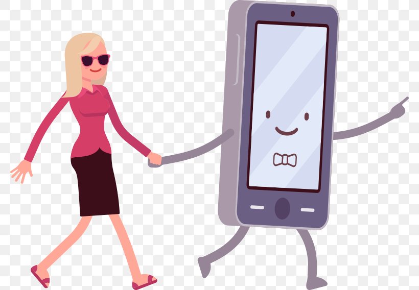 Royalty-free Walking Smartphone Illustration, PNG, 780x568px, Royaltyfree, Cartoon, Communication, Electronic Device, Female Download Free