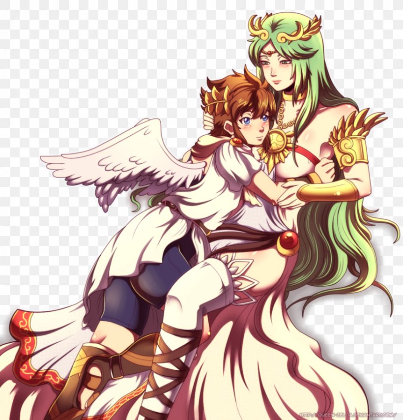 Kid Icarus Super Smash Bros. For Nintendo 3DS And Wii U Project M Palutena Pit, PNG, 876x913px, Watercolor, Cartoon, Flower, Frame, Heart Download Free