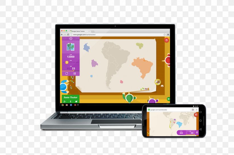 Google Santa Tracker Santa Claus Google Chrome App Chromebook, PNG, 1376x917px, Google Santa Tracker, Chromebook, Communication, Computer Monitors, Display Device Download Free