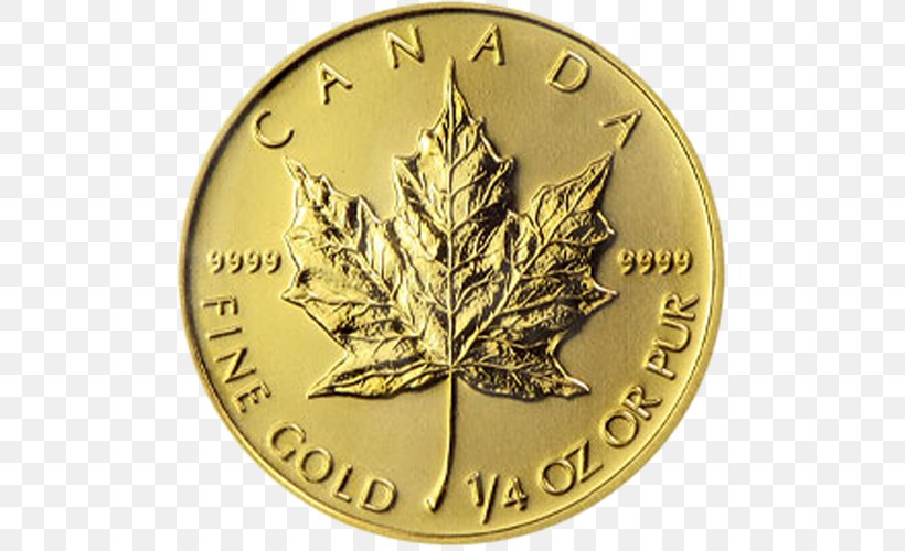 Bullion Coin Canadian Gold Maple Leaf Canada, PNG, 500x500px, Coin, Bullion, Bullion Coin, Canada, Canadian Gold Maple Leaf Download Free