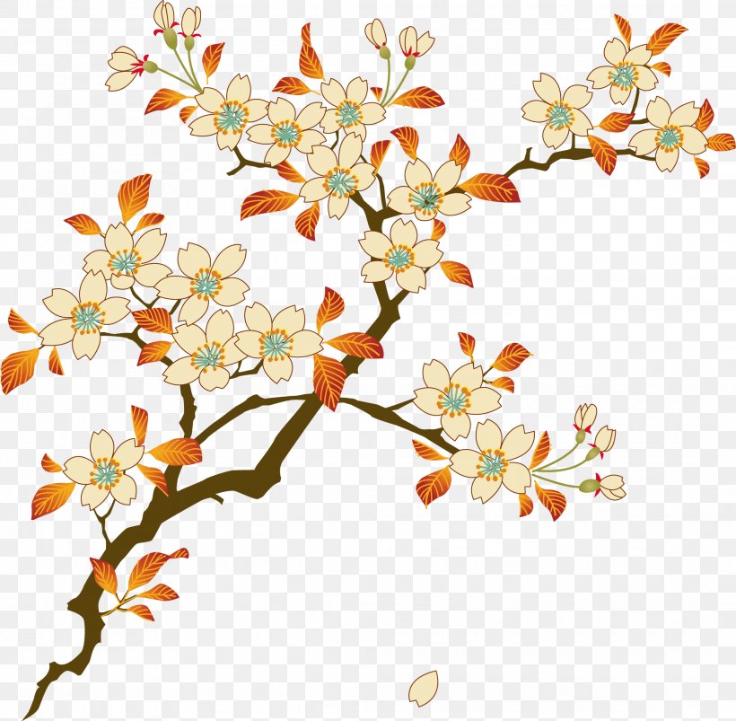 Cherry Blossom Euclidean Vector Flower, PNG, 2072x2030px, Cherry Blossom, Blossom, Branch, Cut Flowers, Element Download Free