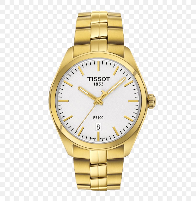 Tissot PR 100 Chronograph Watch Gold Bracelet, PNG, 506x840px, Tissot, Bracelet, Brand, Chronograph, Colored Gold Download Free