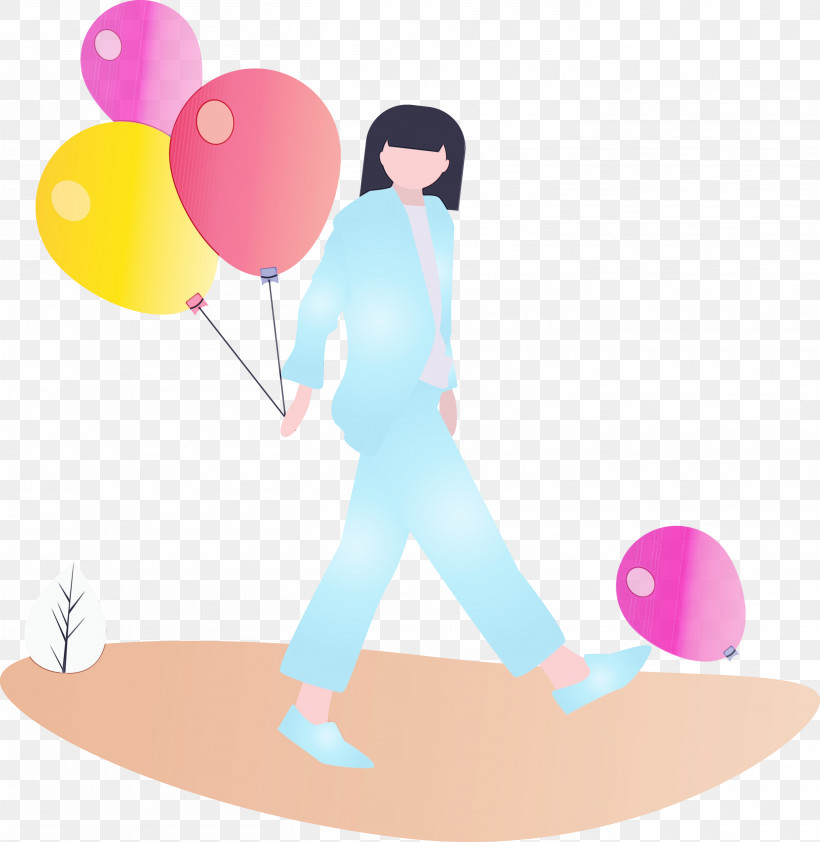 Cartoon Pink Balloon, PNG, 2921x3000px, Party, Balloon, Cartoon, Happy Feeling, Paint Download Free