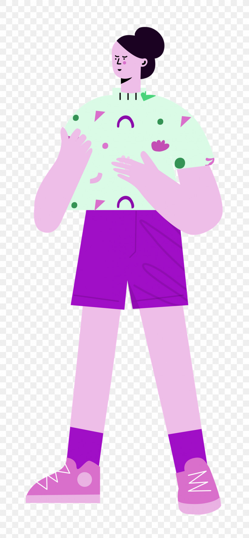 Standing Shorts Woman, PNG, 1156x2500px, Standing, Cartoon, Costume, Headgear, Lavender Download Free