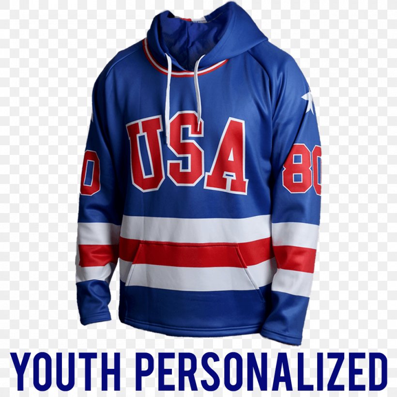 Hoodie T-shirt United States National Men's Hockey Team Miracle On Ice Hockey Jersey, PNG, 1000x1000px, Hoodie, Active Shirt, Blue, Brand, Clothing Download Free