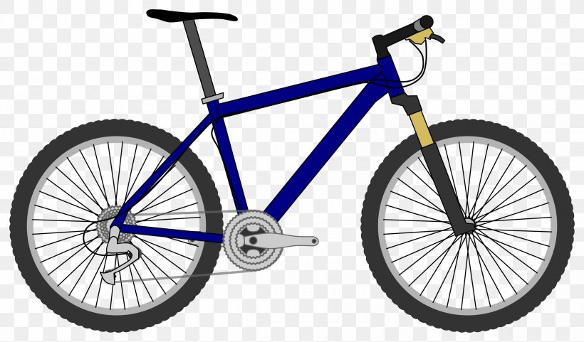 Bicycle Mountain Bike Cycling Clip Art, PNG, 2400x1408px, Bicycle, Automotive Tire, Bicycle Accessory, Bicycle Drivetrain Part, Bicycle Fork Download Free