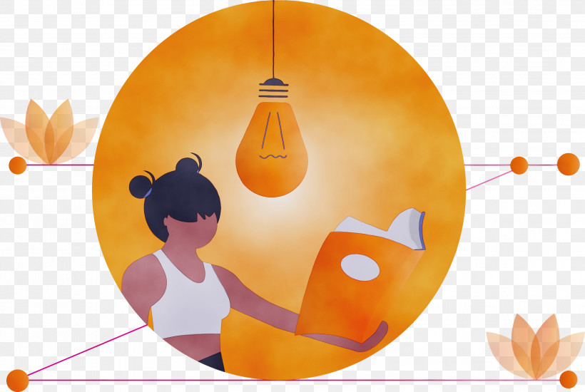 Orange, PNG, 2999x2012px, Girl, Book, Cartoon, Orange, Paint Download Free