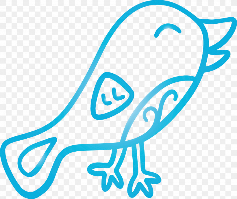 Aqua Line Art Line, PNG, 3000x2521px, Cute Bird, Aqua, Cartoon Bird, Line, Line Art Download Free