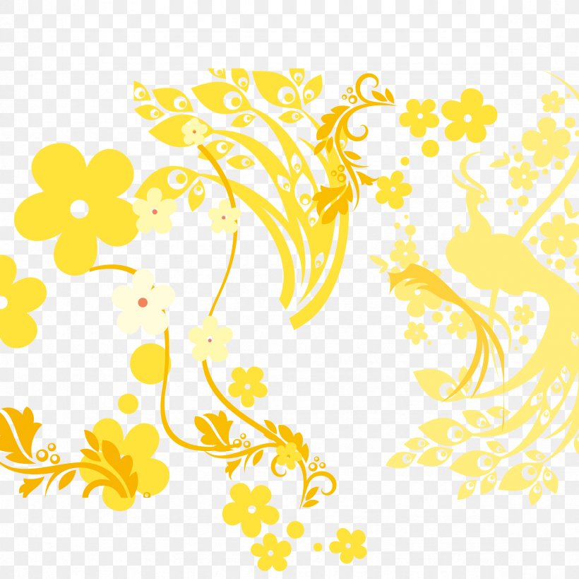 Yellow Floral Design Pattern Vector Graphics, PNG, 2362x2362px, Yellow, Art, Branch, Color, Drawing Download Free