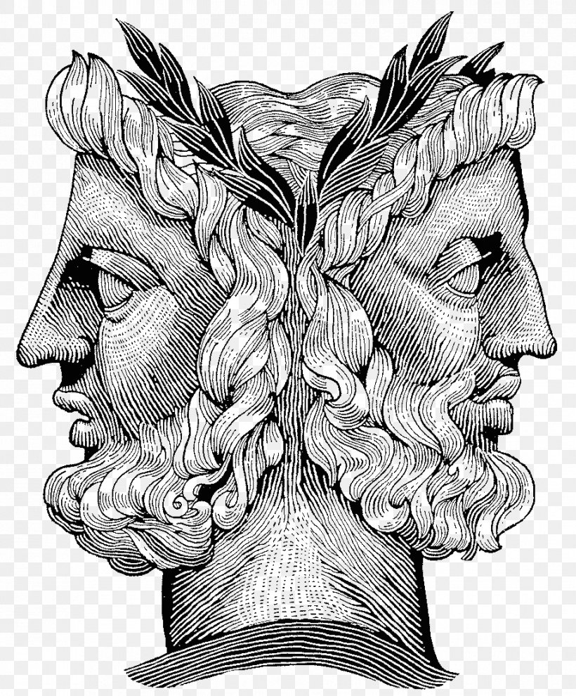 Janus Roman Mythology Deity God, PNG, 915x1105px, Janus, Ancient History, Art, Black And White, Deity Download Free
