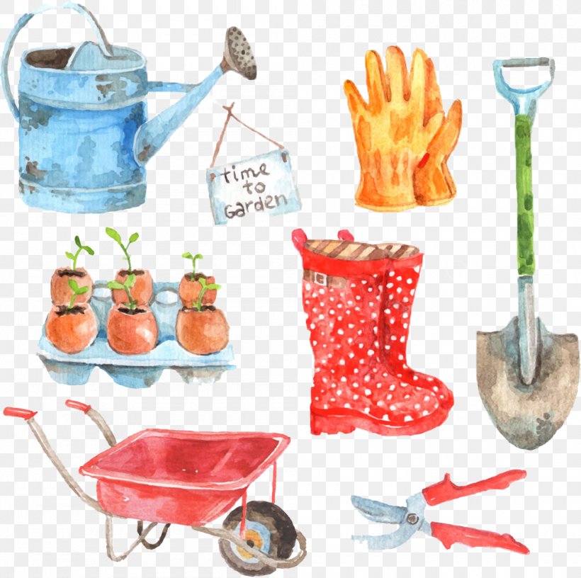 Watercolor Painting Gardening Garden Tool Illustration, PNG, 1000x996px, Watercolor Painting, Diet Food, Drawing, Flower Garden, Flowerpot Download Free