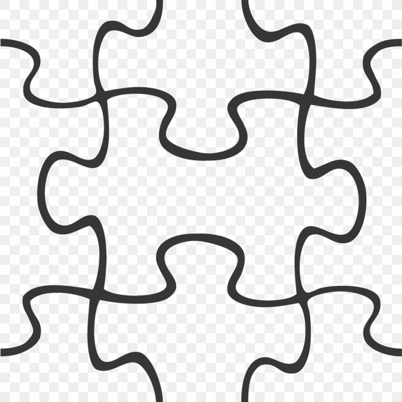 Jigsaw Puzzles Template Clip Art, PNG, 1000x1000px, Jigsaw Puzzles, Area, Black, Black And White, Coloring Book Download Free