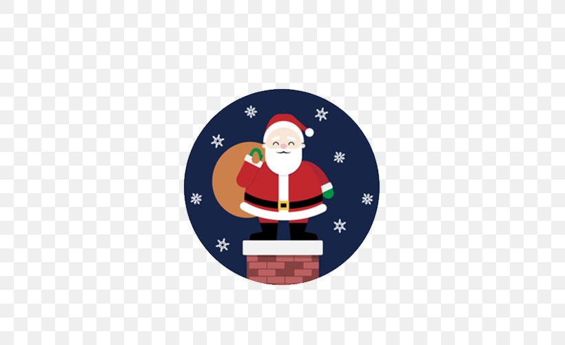 Santa Claus Christmas Gift Flat Design Christmas Ornament, PNG, 500x500px, Santa Claus, Chimney, Christmas, Christmas Decoration, Christmas Ornament Download Free