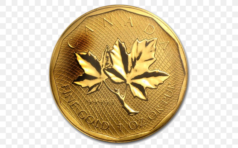 Gold Coin Gold Coin Canadian Gold Maple Leaf Royal Canadian Mint, PNG, 512x512px, Coin, Brass, Canadian Gold Maple Leaf, Canadian Maple Leaf, Gold Download Free