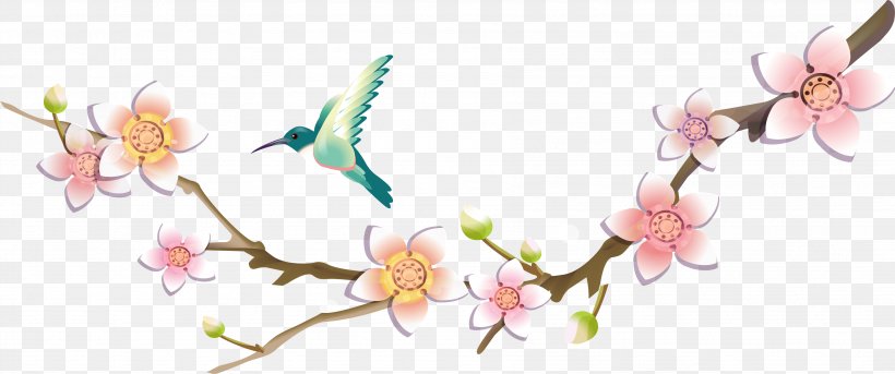 Bird Floral Design Flower, PNG, 3583x1500px, Bird, Bird And Flower Painting, Blossom, Branch, Cherry Blossom Download Free