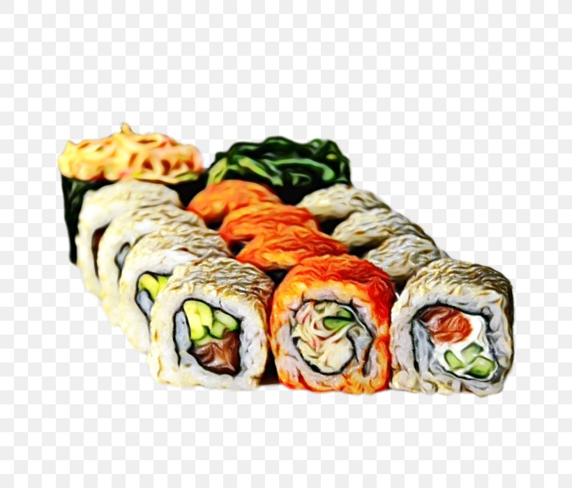 Sushi Cartoon, PNG, 700x700px, Watercolor, California Roll, Comfort Food, Cuisine, Dish Download Free
