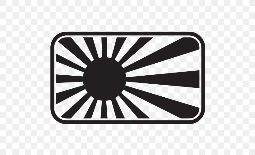 Flag Of Japan Rising Sun Flag Illustration Image, PNG, 500x500px, Japan, Black, Black And White, Brand, Decal Download Free