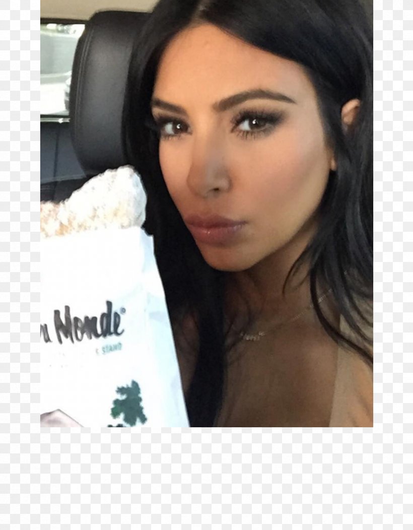 Kim Kardashian Beignet Keeping Up With The Kardashians Café Du Monde Celebrity, PNG, 852x1094px, Kim Kardashian, Beauty, Beignet, Black Hair, Brown Hair Download Free