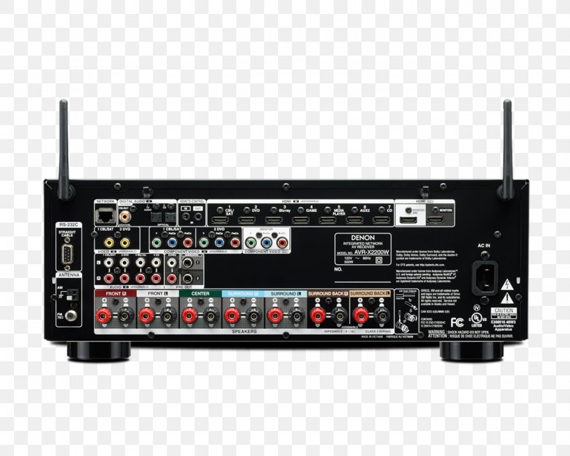 AV Receiver Denon AVR-X2200W Denon AVR-X1400H Denon AVR X2400H, PNG, 1280x1024px, 4k Resolution, Av Receiver, Audio, Audio Equipment, Audio Receiver Download Free