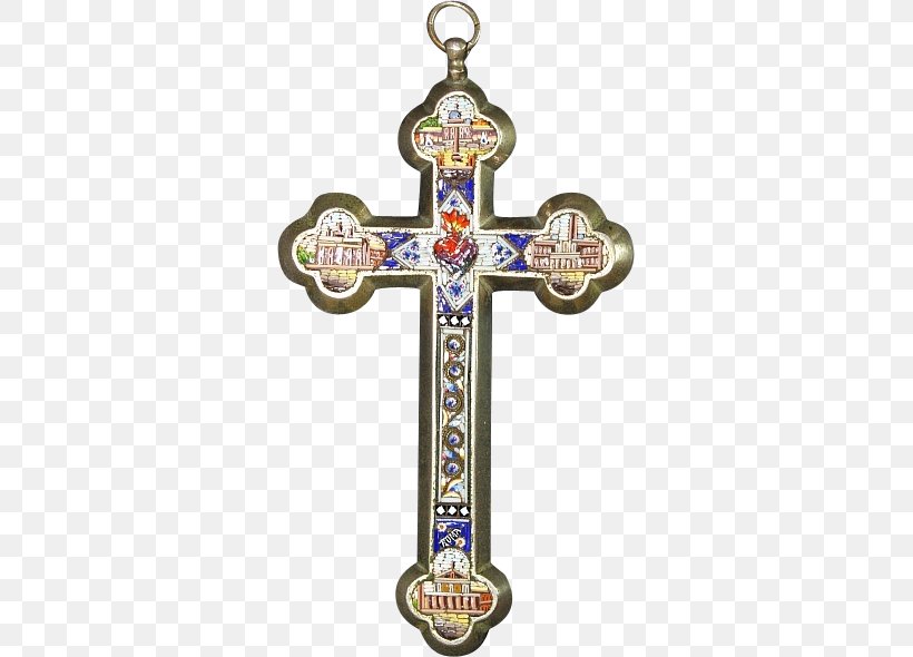 Crucifix Christian Cross Micromosaic Sacred Heart, PNG, 590x590px, Crucifix, Antique, Body Jewellery, Body Jewelry, Christian Cross Download Free