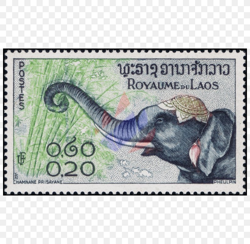 Postage Stamps Mail African Elephant Elephants Laos, PNG, 800x800px, Postage Stamps, African Elephant, Banknote, Currency, Digital Art Download Free