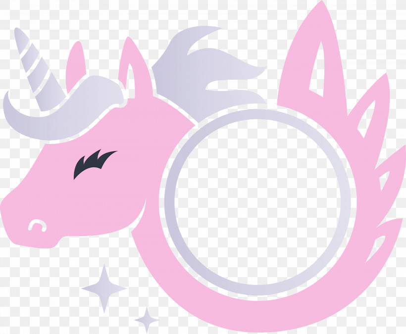 Pink Head Cartoon Sticker Circle, PNG, 3000x2473px, Unicorn Frame, Axolotl, Cartoon, Circle, Head Download Free