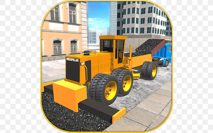 Bulldozer 3D Road Construction Simulator City Road Builder American Muscle Car Driving Simulator Construction Game, PNG, 512x512px, Bulldozer, Android, Architectural Engineering, Automotive Tire, Construction Equipment Download Free